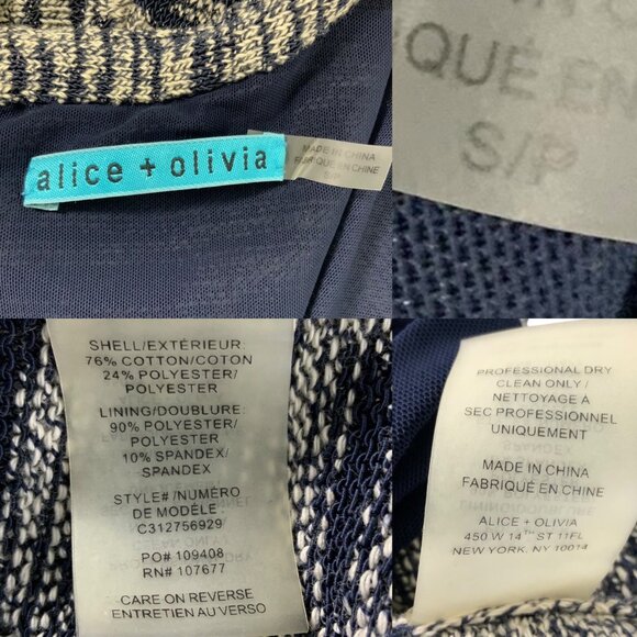 Alice + Olivia Textured Sweater Dress S Blue Marled 3/4 Sleeve Mini Bodycon Fall - Picture 5 of 12